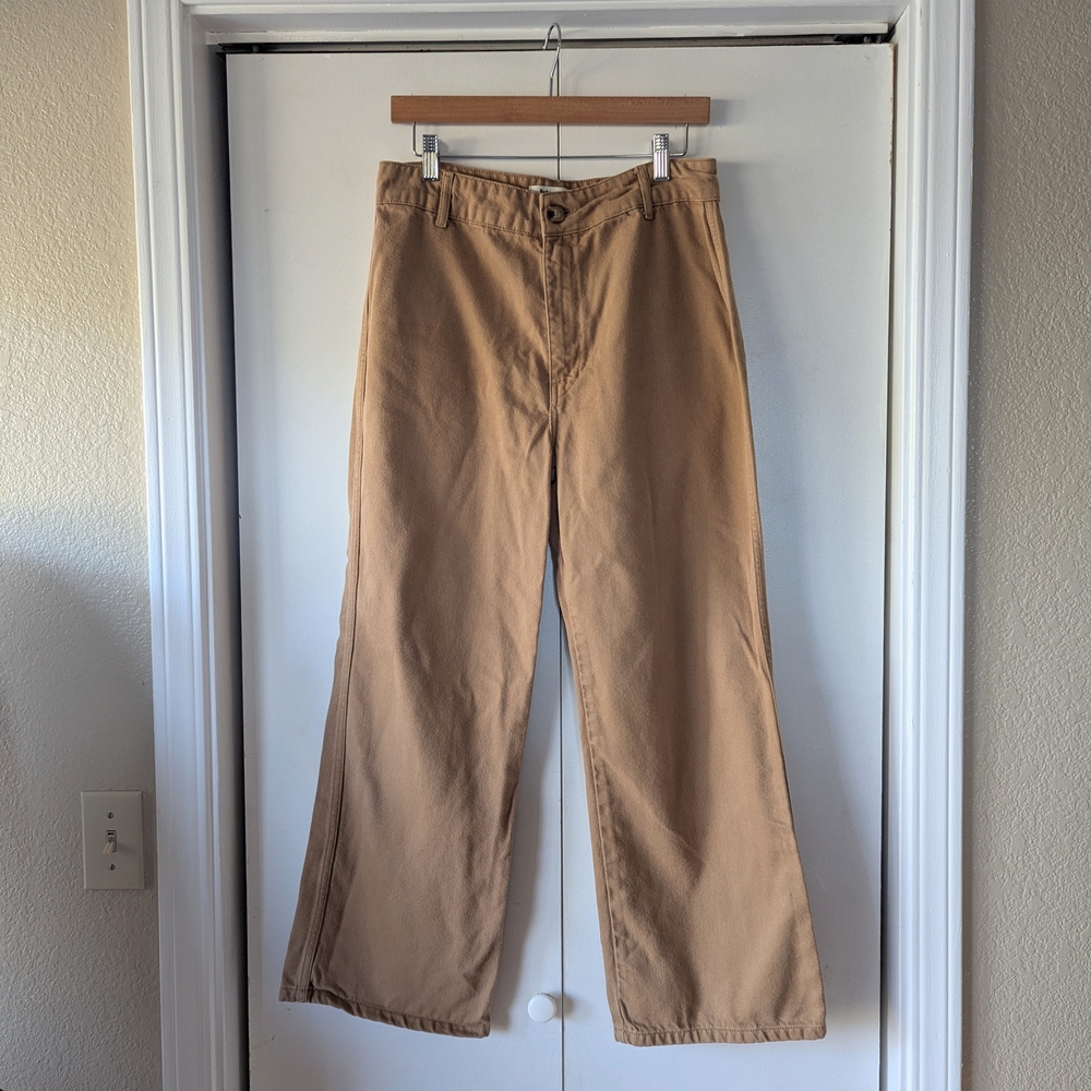 Reformation Wide-Leg Flare Jeans in Tan